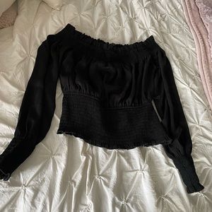 Long sleeve ruched peasant top